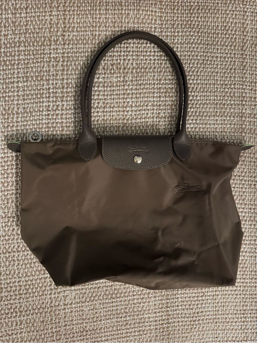Longchamp Brown Nylon Tote with Leather Trim
